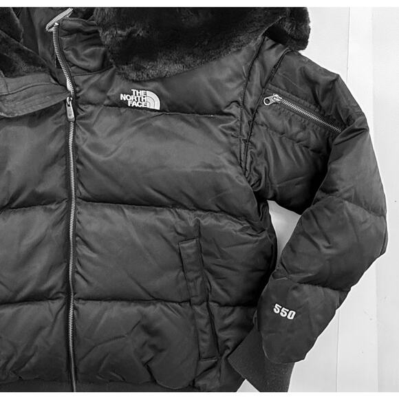 THE NORTH FACE Faux Fur Lined Hood Collar 550 Down Jacket Ski Coat Sz Med - Picture 8 of 8